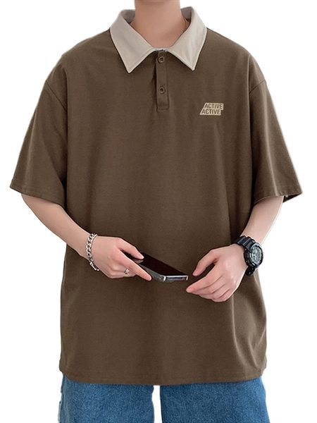 

men letter graphic drop shoulder polo shirt 99en#, White;black