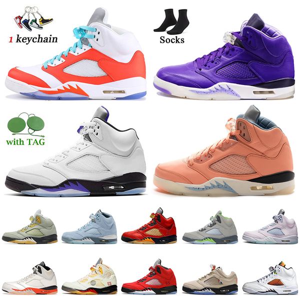 

2022 new jumpman 5s basketball shoes fashion jorda 5 dj khaled x we the concord aqua unc university blue bluebird mars for her jorden5s men, White;red