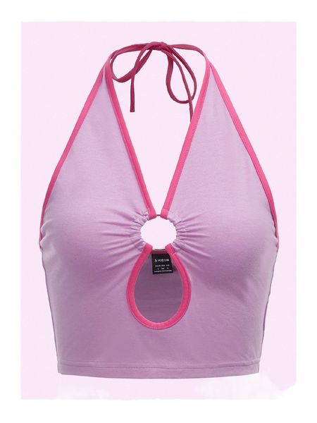 

contrast binding ring front halter 21rn#, White