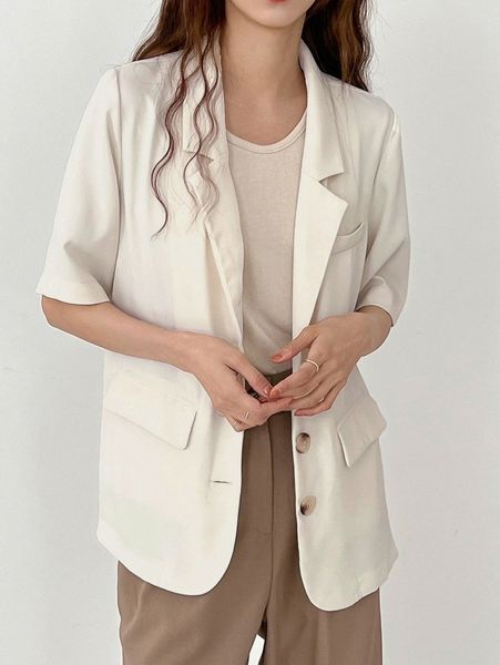 

dazy lapel collar single breasted blazer g16i#, White