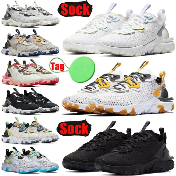 

react vision element 55 87 men women running shoes triple black white iridescent vast grey honeycomb schematic mens womens trainers sports