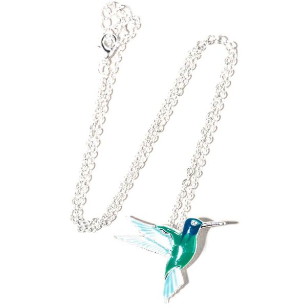 Collane con ciondolo Collana a catena colibrì Squisiti regali di uccelli smaltati blu per gioielli da donna Anniversario Ciondolo
