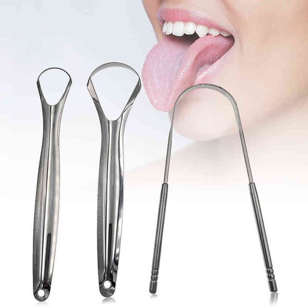 

3pcs stainless steel tongue scraper cleaner fresh breath cleaning coated tonguetoothbrush oral hygiene care tools 220614