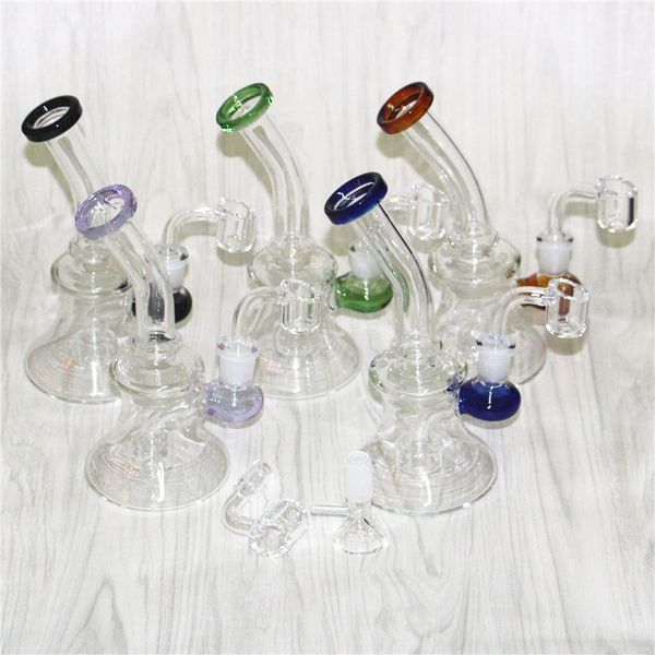 Narghilè Mini bong in vetro Oil Rigs con ciotole in vetro 14mm Female Heady Beaker Dab Rig Water Pipes