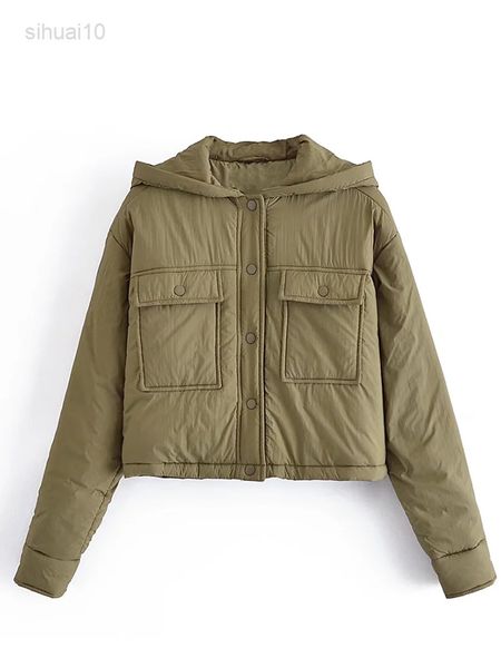 

2021 winter women loose army green parka worn on both sides female elegant cotton padded jackets ladies loose comfortable jacket l220725, Black