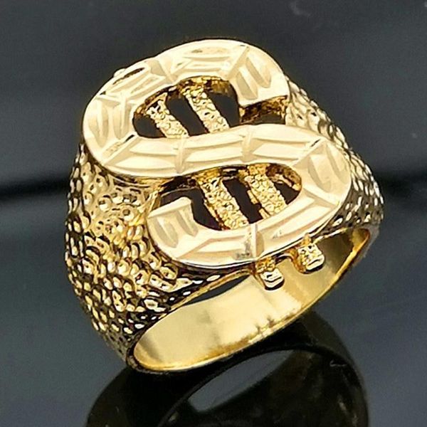 Cluster Rings Creative Design Hip Hop Style Gold Color Dollar Логотип металлический кольцо