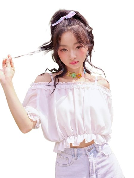 

romwe solid cold shoulder frill blouse r6vt#, White