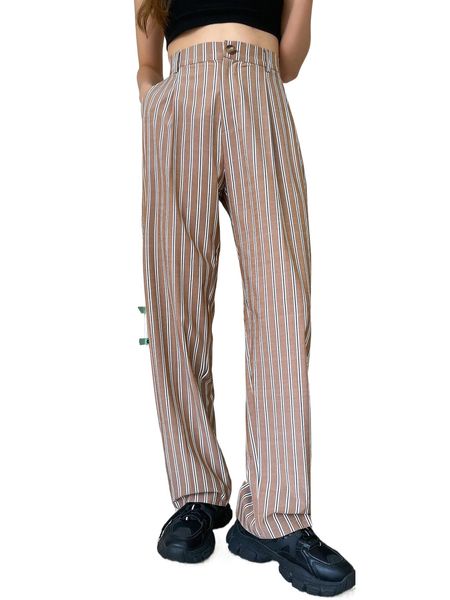 

dazy high waist striped wide leg pants r5oz#, Black;white