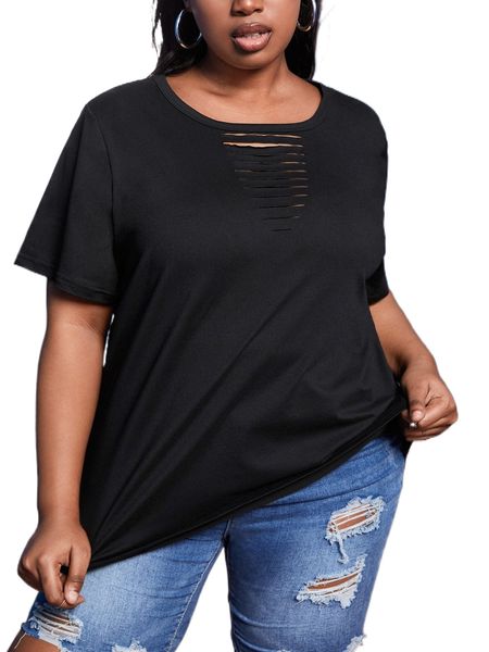 

sxy plus ladder cut out tee p4fz#, Black