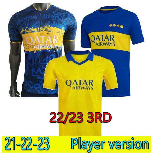 

player version 21/22/23 boca juniors de rossi soccer jersey 2021 2022 2023 home away 3rd tevez carlitos maradona roman shirts salvio abila p, Black;yellow