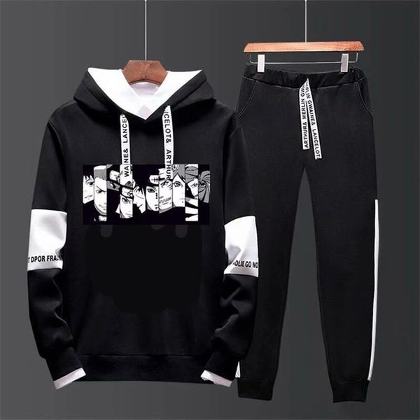 

mens tracksuits autumn winter hooded sweatshirt sportswear male suit pullover mens jogger suit sets hoodie lj201126, Gray