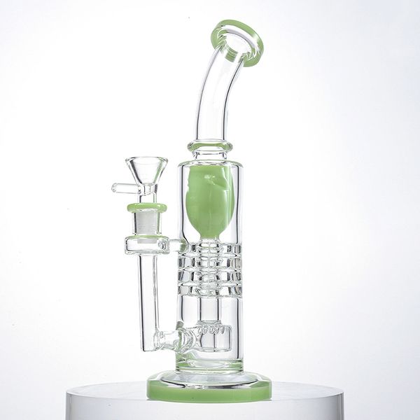 Grün Blau 8 Zoll Wasserpfeifen Torus Barrel Perc Dickes Glas Bongs Tatchet Perkolator Invertierter Duschkopf Wasserpfeifen 14mm Öl Dab Rigs