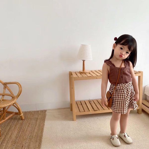 

summer girls kids casual vest shorts clothing set comfortable cute baby clothes children, White