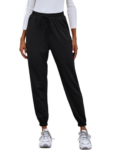 

drawstring waist sweatpants j5hl#, Black;white