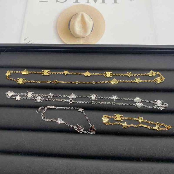 

new version designer simple celi necklace bracelet female ins plated yinsen series niche online red, Black