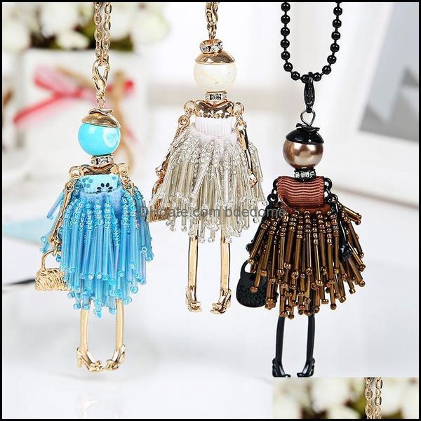 

pendant necklaces pendants jewelry women doll long necklace bead dress handmade girl cute statement pe dhmev, Silver