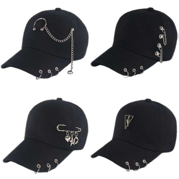 Berretto da baseball in cotone moda hip hop Cappellini per anelli piercing creativi Cappelli per cappelli unisex regolabili casual solidi per adulti 220513