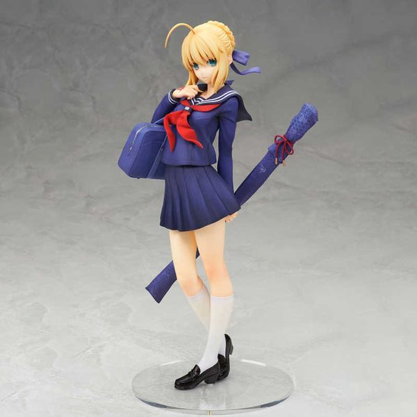 

huiya01 fate stay night saber school uniform pvc action figure japanese anime figure model toys collection doll gift q0722