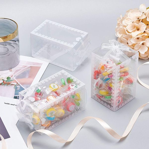 300 Stück durchsichtige PVC-Box für Hochzeit/Weihnachten, Kuchenverpackung, Schokolade, Süßigkeiten, Dragee, Apfel, Geschenk, Event, transparente Box