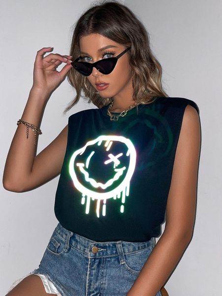 

cartoon graphic shoulder pads tank j0u9#, White