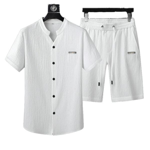 

men's tracksuits hawaiian short outfit summer casual shirt beach shorts two piece suit 2022 fashion men sets -3xl, Gray