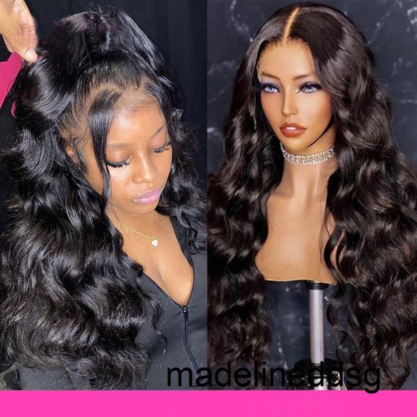 

synthetic wigs 26inch long body wave middle part lace front wig babyhair for black women heat resistant preplucked glueless js4w
