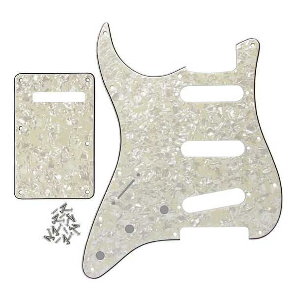 1 Set per mancini 11 fori SSS chitarra battipenna piastra antigraffio piastra posteriore viti perla invecchiata per parti di chitarra elettrica