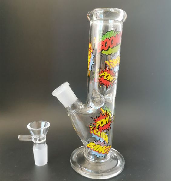 8-Zoll-Wasserpfeife aus Glas mit handgemalten Mustern, Mini-Öl-Dab-Rigs, wunderschöne Rauchpfeife