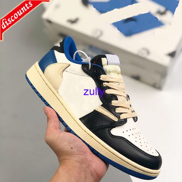 

sandals sandals days delivered  jumpman 1 og 1s low mens basketball shoes travis scotts x fragment white blue lychee skin with north carol, Black