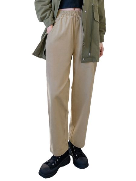 

dazy elastic waist straight leg pants 33bu#, Black;white