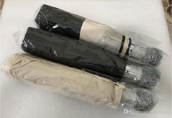 

c classic umbrella luxury 3 fold full-automatic parasol with gift box and chain bag for vip client