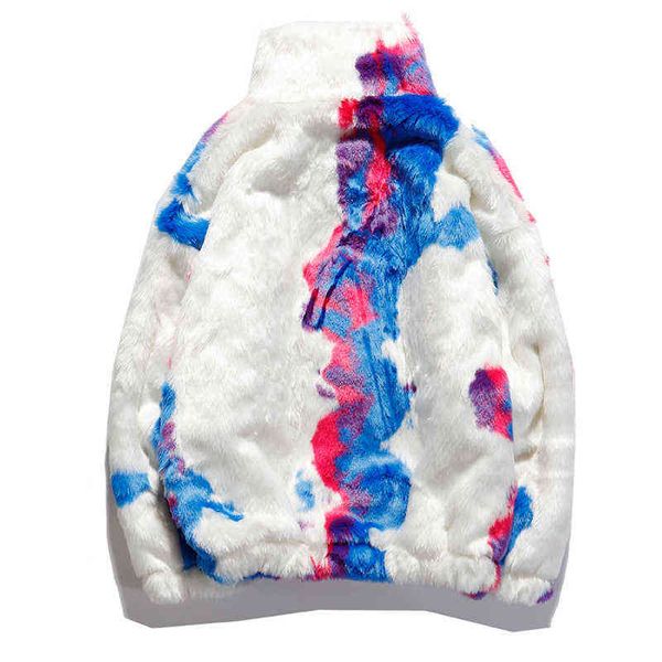 

factory online export brand new sweater off rendered fur men's and women's loose tie dyed ow fashion coat, Black