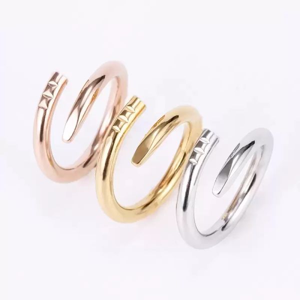 

titanium steel nail ring european and american fashion love rings couple jewelry gold and silver rose optional size 5-11 no box