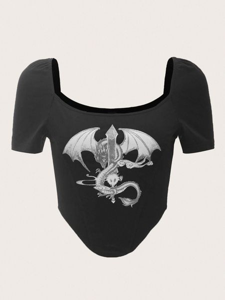 

asymmetrical hem graphic print o7hn#, White