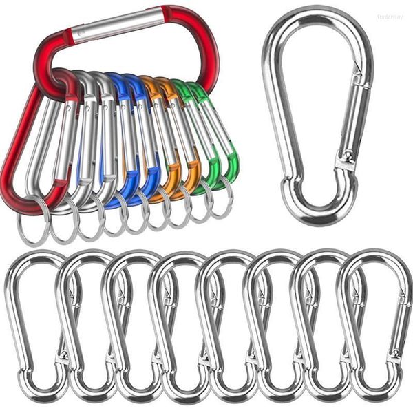 Portachiavi 10pc Lega di alluminio Fibbia di sicurezza Portachiavi Arrampicata Pulsante Moschettone Campeggio Trekking Gancio Sport all'aria aperta Portachiavi Strumenti Vendi Fred2