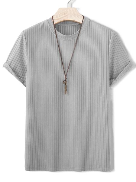 

men solid ribbed knit tee without necklace s2gx#, White;black