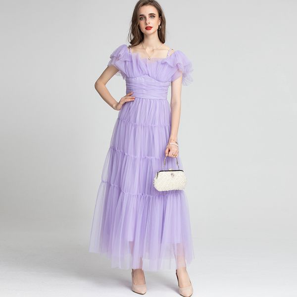 

women's runway dresses spaghetti straps ruffles layered ruched elegant party prom vestidos, Black