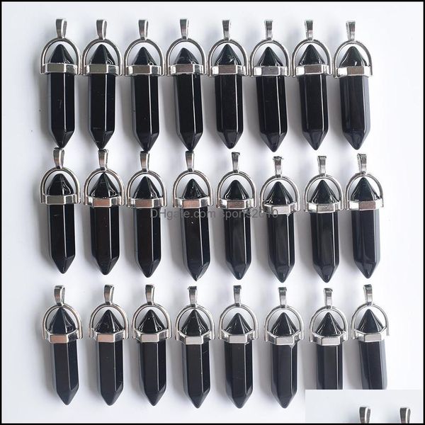 Artes e artesanato Black Hexagonal Pillars Charms Glass Crystal Stone Pingents for Brincos de colar jóias Fazendo atacado D Sports2010 DHJX7