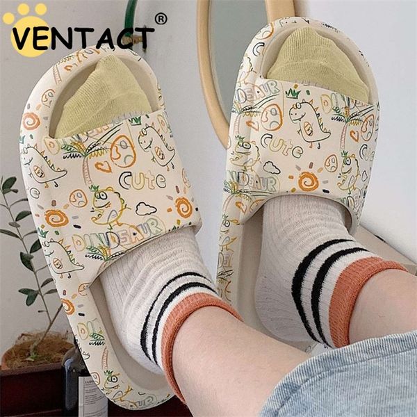 

ventact arrivals slippers for women indoor home summer student soft sole slides fashion ins cartoon graffiti flip flops 220725, Black