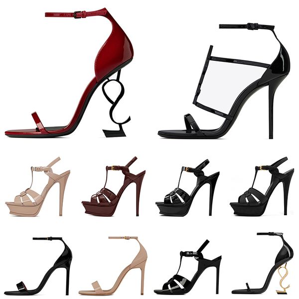 

women luxury dress shoes designer high heels sandals opyum pumps stiletto heel leather open toes party wedding sneakers 8cm 10cm 12cm 14cm, Black