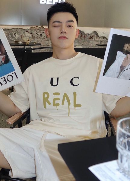 

2022 luxury brands t shirts men women oversized t-shirt thick cotton short sleeve rainbow letter print high street tees berry, White;black