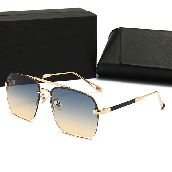 

new fashion square metal mens sunglasses driving outdoor uv400 goggles semi rimless frame black grey clear lens sunshades brown women design