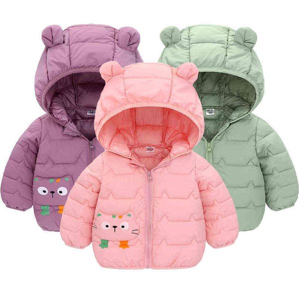 

winter girls boys coat cartoon cat cotton warm outerwear for boys plus velvet thickening kids jackets children clothes j220718, Blue;gray