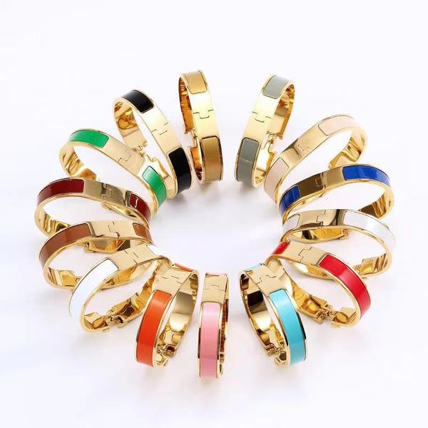 Clássico 12 mm de largura Designer Cuff Bracelet Moda Marca Casal Pulseira Casamento Alta Qualidade Banhado Aço Titânio 18K Pulseiras Pulseiras Jóias para Homens e Mulheres