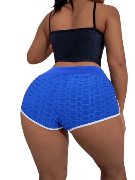 

sxy honeycomb textured contrast binding biker shorts c1iw#, White;black