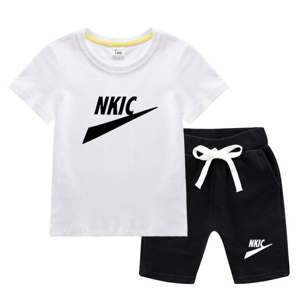 

summer designer brand logo cotton sets short sleeves clothes suits pants baby toddler boy clothing kids children girl outfits, White