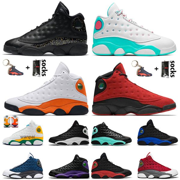 2024 2021 Court Purple Uomo Donna Jumpman 13 13s Scarpe da basket Gold Glitter Sneakers Red Flint Reverse Bred Hyper Royal Cap e abito da ginnastica