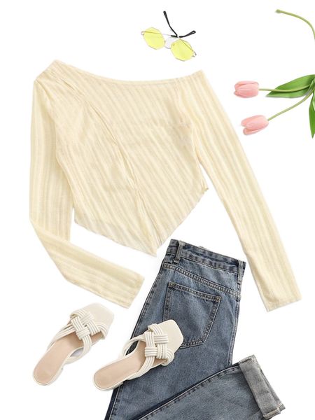 

asymmetrical neck cut out split cuff x8mu#, White