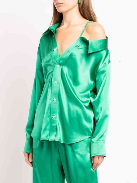 

women's blouses & shirts aw design blue asymmetrical satin shirt ujx5, White