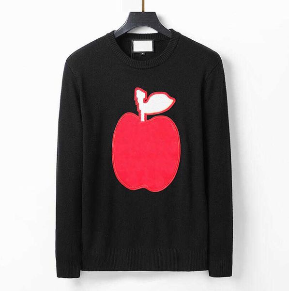 

2022 spring men sweaters designer fashion long sleeve sweater apple print pullove man woman loose clothing, White;black
